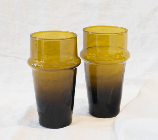 Moroccan Recycled Glass set of 2 - Amber Large
